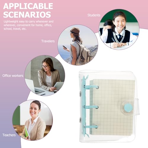 Parliky Mini 3-ring Loose-leaf Notepad with Blue Binder, Portable Small Notebook for Students Scrapbooking and Note Taking, Refillable Writing Pad for Office and School Use