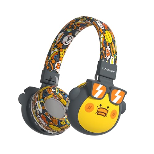 Beerus Kids Bluetooth Headphones, 85dB Volume Limiter, Bluetooth 5.4 & 20H Playtime, Ultra-Soft Foldable Over-Ear Headset with Mic, FM/TF Mode, Cute Animal Design for School Travel - color: Yellow Duck