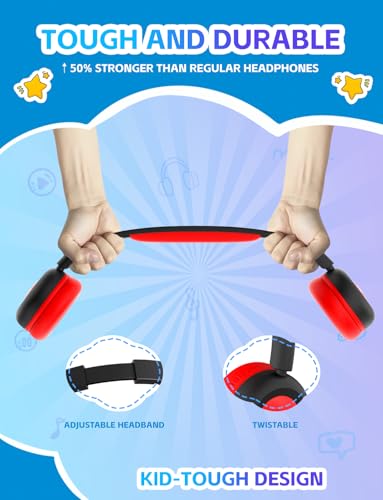 Kids Bluetooth Headphones,Toddler Headphones with Microphone,85dB Volume Limited,Bluetooth 5.4 Twistable Lightweight Kids Wireless Earphones for Boy Girl Tablet Travel School - color: Black
