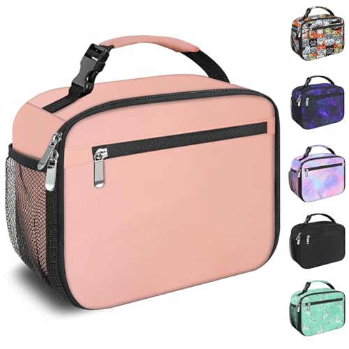 Kids Lunch Box for Boys Girls Lunch Bag Insulated Durable Lunchbox Children Lunch Tote Bag for School Pink - color: Pink
