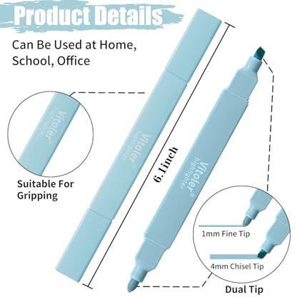 Piochoo Highlighters,8Pcs Bible Highlighters,Dual Tip Office Accessories for Journaling Planner Notes School Supplies