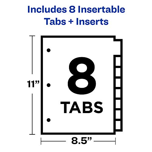 Avery Big Tab Insertable Plastic 2 Pocket Dividers for 3 Ring Binders, 8 Tab Set, Bright Two-Tone Multicolor, Works with Sheet Protectors, 1 Set (11989), Pack of 24 - style: Dividers