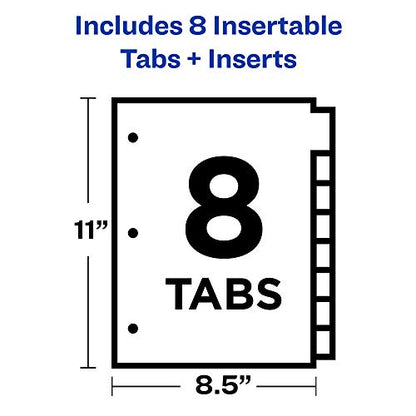 Avery Big Tab Insertable Plastic 2 Pocket Dividers for 3 Ring Binders, 8 Tab Set, Bright Two-Tone Multicolor, Works with Sheet Protectors, 1 Set (11989), Pack of 24 - style: Dividers