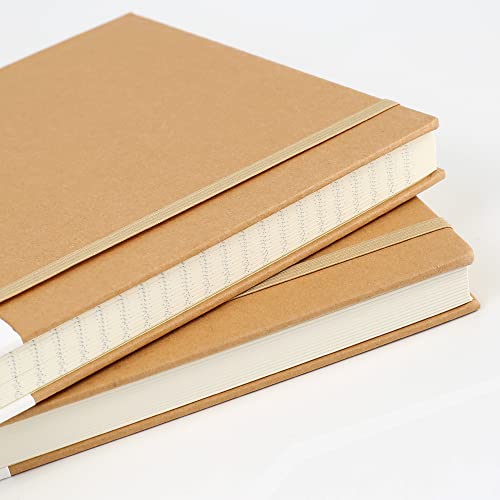 Large B5 Dot Grid Notebook Journals, Kraft Hardcover Sketchbook Subject Composition Notebooks with Dotted Grid Paper, 2 Pack, 120GSM, 102 Sheets, 7.6x10 inch, Travel Journal Set - style: DotGrid