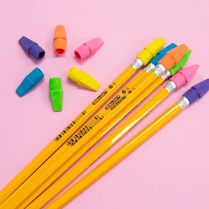 BAZIC Products Neon Pencil-Top Eraser Caps, Latex-Free, PVC-Free, 24-Box | non-abrasive, Slide onto standard pencils, Bulk classroom pack, 50 Coun - color: 50-count, size: 24-Pack