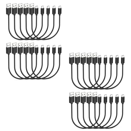 Smays Short 6 inch USB C Cable 20-Pack Bulk, USB A to Type C Fast Charging Cord Multipack, Black - color: Black, size: 0.5 Feet