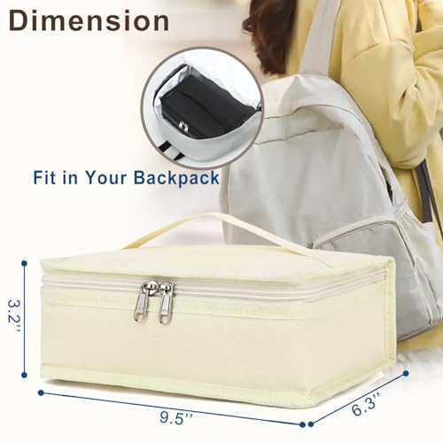 FlowFly Small Insulated Lunch box Portable Soft Bag Mini Cooler Thermal Meal Tote Kit with Handle for Work & School, Beige - color: Beige