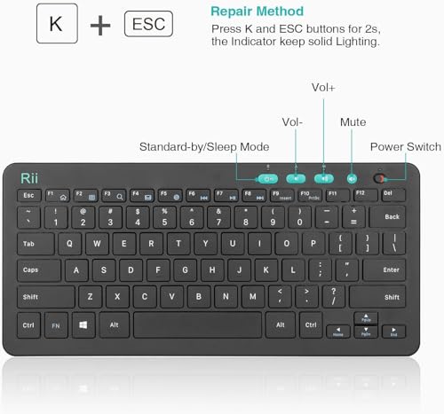 Rii RKM709 2.4 Gigahertz Ultra-Slim Wireless Keyboard and Mouse Combo, Multimedia Office Keyboard for PC, Laptop and Desktop,Business Office(Black)-New