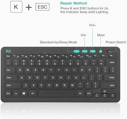 Rii RKM709 2.4 Gigahertz Ultra-Slim Wireless Keyboard and Mouse Combo, Multimedia Office Keyboard for PC, Laptop and Desktop,Business Office(Black)-New