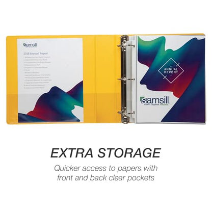 Samsill 2 Inch 3 Ring Binder, Made in USA, Economy Round Ring, Clear View Cover, 425 Sheet Capacity - for School, Home, Office - Lemon Yellow - color: Yellow, size: 1-Pack, style: 2-Inch