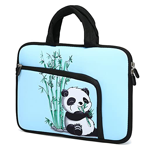 11.6" 12.2 inches Laptop Sleeve Chromebook Case Ultrabook Case Notebook PC Messenger Bag Tablet Neoprene Handle Sleeve for Adult Men Women, Two Pockets (Panda & Bamboo) - color: Panda & Bamboo