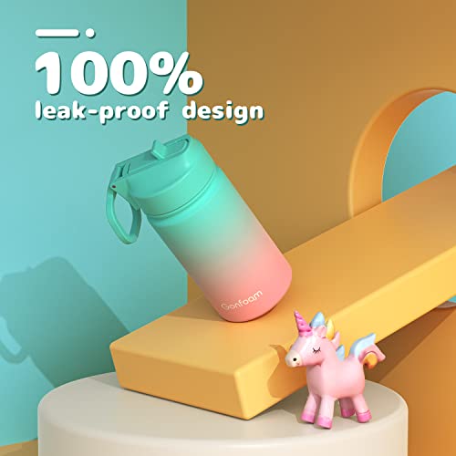 Gonfoam 20oz Kids Stainless Steel Insulated Water Bottle, 2 Pack | DIY Stickers, BPA-free, Leak-proof, Sturdy, Keeps Cold 24h, Easy to Carry, Easy to Clean, Back to School, Gifts - color: Purple+Green, size: 20 Ounces