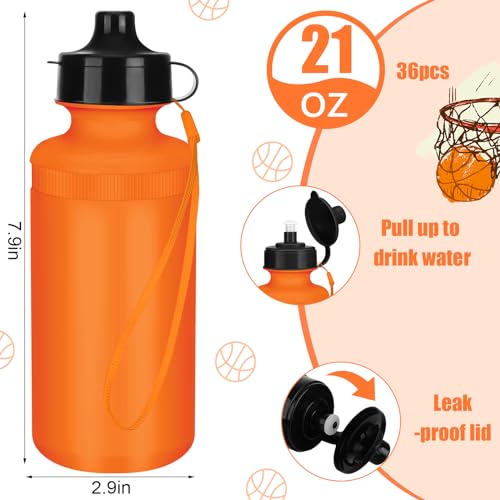 Zubebe 36 Pcs Sports Water Bottles Bulk Squeeze Reusable Plastic Water Bottles Back to School Supplies Summer Gifts for Students School Travel Hiking Cycling Event Team Gift - color: Orange