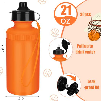 Zubebe 36 Pcs Sports Water Bottles Bulk Squeeze Reusable Plastic Water Bottles Back to School Supplies Summer Gifts for Students School Travel Hiking Cycling Event Team Gift - color: Orange