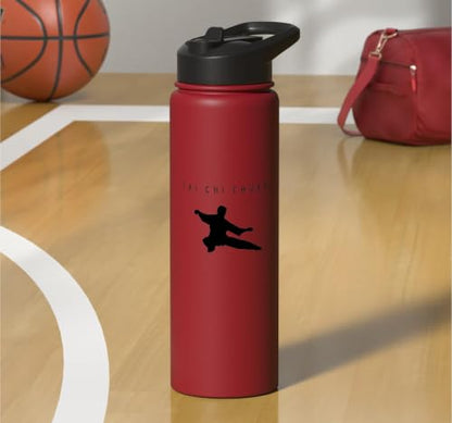 Tai Chi Instructor/Tai Chi Students/Tai Chi Posture Stainless Steel Insulated Water Bottle - color: Red
