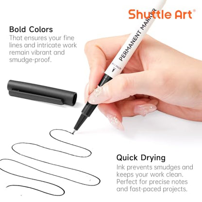 Shuttle Art Permanent Marker, 30 Pack Ultra Fine Point Black Permanent Marker set, Works on Plastic,Wood,Stone,Metal and Glass for Doodling, Marking - size: 1 Count (Pack of 30), style: 30 Pack Black