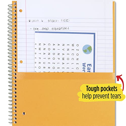 Five Star Spiral Notebook, 5 Subject, Wide Ruled Paper, 8" x 10-1/2", 200 Sheets, Tidewater Blue & Fire Red, 2 Pack (930082) - color: Tidewater Blue, Fire Red