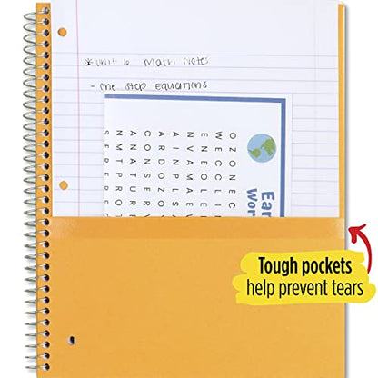 Five Star Spiral Notebook, 5 Subject, Wide Ruled Paper, 8" x 10-1/2", 200 Sheets, Tidewater Blue & Fire Red, 2 Pack (930082) - color: Tidewater Blue, Fire Red