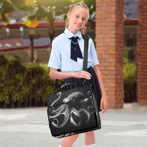 3 Ring Zipper Binder with Shoulder Strap Octopus 1.5 inch Binders Keeper Large Capacity Multi Pockets for School Office Supplies - color: Multi400, size: Fit 500 Sheets
