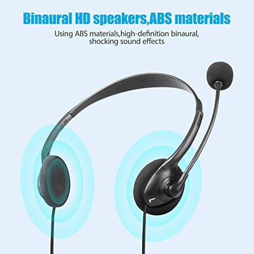 EBODA USB Headset Computer Headset with Noise Cancelling Microphone, Lightweight PC Headset Wired Headphones Business Headset for Skype Webinar Cell Phone Call Center