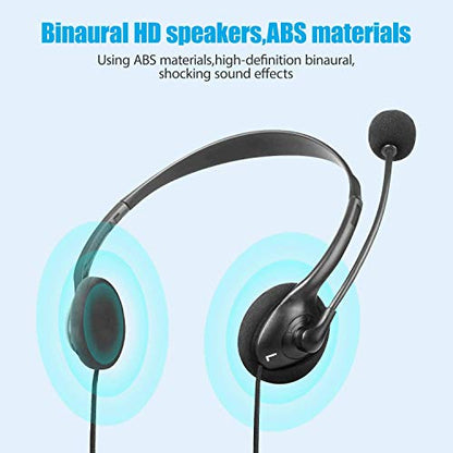EBODA USB Headset Computer Headset with Noise Cancelling Microphone, Lightweight PC Headset Wired Headphones Business Headset for Skype Webinar Cell Phone Call Center