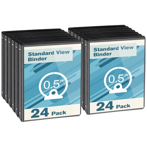CIXILDTS 0.5-inch Round Ring Binder, Durable 1/2" 3 Ring Binder Fit Letter Size Paper, Black, 24-Pack - color: Black, size: 0.5", style: 24-Pack
