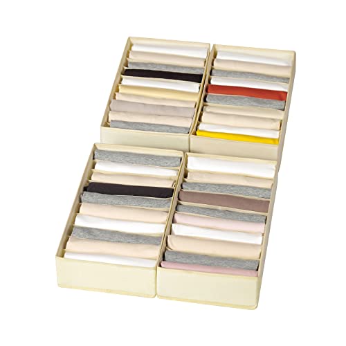 4 Packs T-shirt Drawer Organizers for Clothing,10 Grids Compartment Wardrobe Storage Box, Washable Clothes Organizer for Folded Clothes, T-shirt, Legging-Beige - color: Beige, size: 10 GRIDS-SMALL SIZE