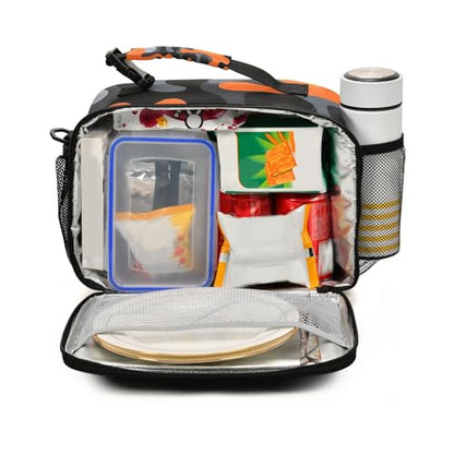 Orange Camouflage Kids Lunch Box Insulated Lunch Bags Cooler Tote Bag with Removable Shoulder Strap for Boy Girl Student 20849247 - color: Orange Camouflage