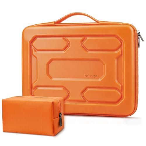 DOMISO Laptop Hard Case 14-14.4 inch Waterproof Shockproof Hard Shell Laptop Sleeve with Handle & Storage Pocket, Compatible with MacBook, HP, Dell, Orange - color: Orange, size: 14 inch