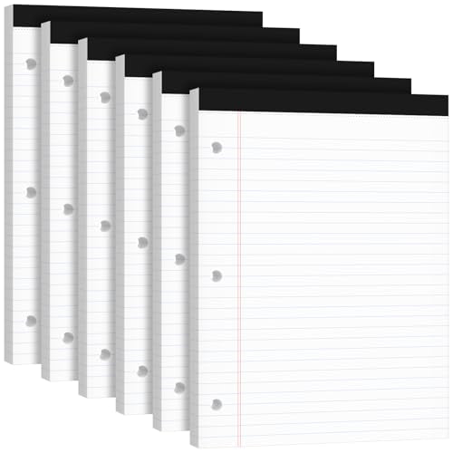 Legal Pads 8.5x11, 50 Sheets/Pack,6 Pack,3-Hole Punch & Perforated Writing Pads, Wide Ruled White Lined Paper, Notebook 8.5x11.75, Notepads 8.5x11 for Business, School and Office Supplies - style: 6 Pack-3Hole