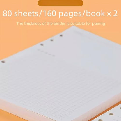 A5 College Ruled 6 Hole Cornell Refill Paper 160 Sheets 320 Pages | Thick horizontal lined paper, no ink bleed through, designed for Cornell note taking system - style: Ruled Lined Paper