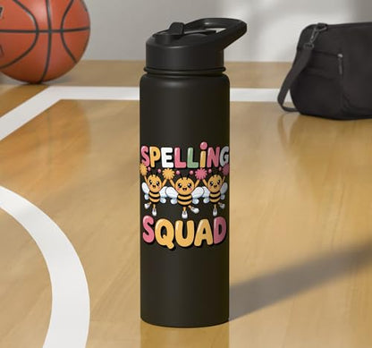 Spelling Squad Teacher Student Coach Classroom Stainless Steel Insulated Water Bottle - color: Black
