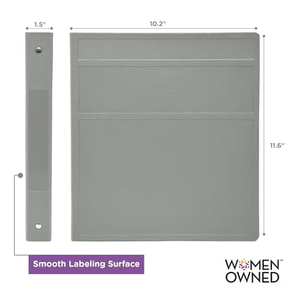 Carstens 1-Inch Heavy Duty 3-Ring Binder - Side Opening, Ash Gray, Durable Plastic, No-Gap Rings, Waterproof Cover, No Pockets, Holds 125 US Letter Sheets, BPA-Free, Made in USA (8702-3R), Case of 18 - color: Gray, size: Case of 18