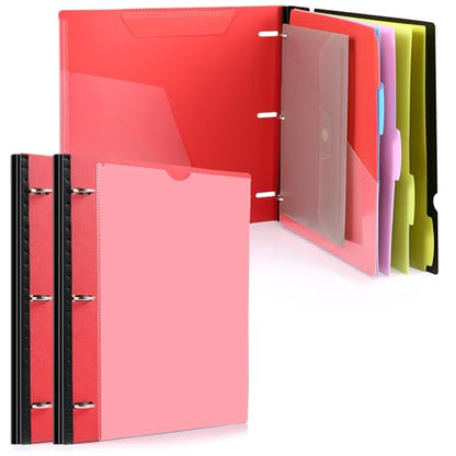 WOT I Telescoping Project Organizer 2-Pack, Refillable Binder with Dividers and Pockets, 13 Pocket Folders, 1 Inch 3 Ring Binder, Red - color: Red, size: 2 Pack