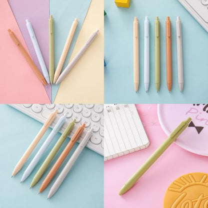 50 Pcs Black Ink Pens 0.5mm Fine Point Gel Pens Cute macaron color Pen Retractable School Office Supplies light
