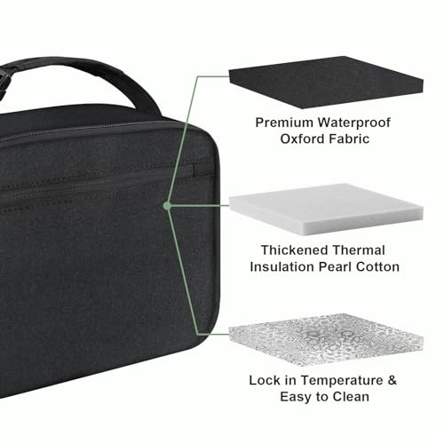 Kids Lunch Box for Boys Girls Lunch Bag Insulated Durable Lunchbox Children Lunch Tote Bag for School Black - color: Black