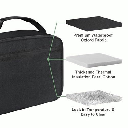 Kids Lunch Box for Boys Girls Lunch Bag Insulated Durable Lunchbox Children Lunch Tote Bag for School Black - color: Black