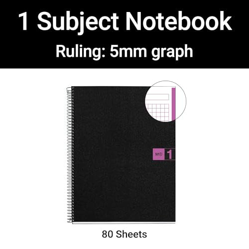 Miquel Rius Single Subject Spiral Notebook, Graph/Quad Pages, Purple, 80 Sheets (8.5" x 11") (49427)