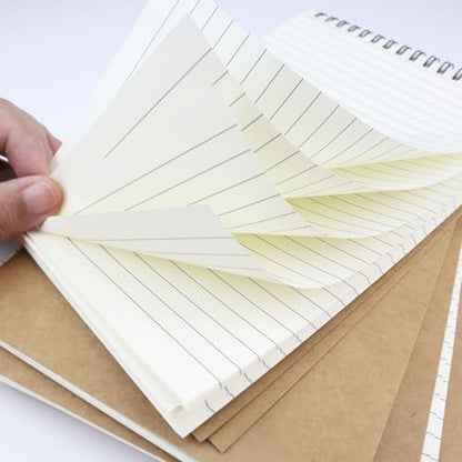 4 Pcs Top Bound Spiral Notebook,8.3 inch x 5.8 inch,60 Sheet,7mm College Ruled Paper,A5 Spiral Note Pads Memo Lined Notebook Journal for School and Office Supplies (Kraft) - color: Kraft (4pcs)