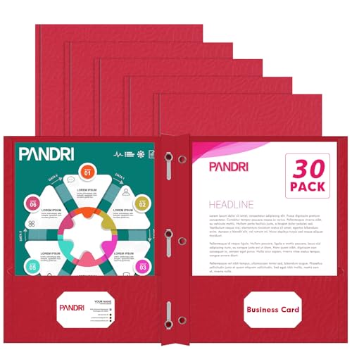 Two Pocket Folders, PANDRI 30 Pack Two Pocket Folders with Prongs, 3 Prong Folders Designed for Office and Classroom, Letter Size Red - color: Red