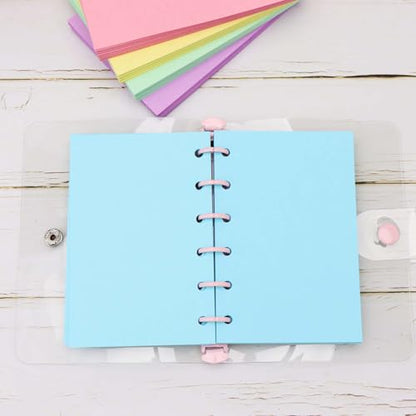 AxeWoodz A7 Colorful Refill Paper 250 Sheets Blank Loose Leaf Papers 5 Light Colors 6 Hole Notebook Refills 6 Ring Binder Filler Paper - color: Light Color