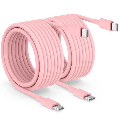2pack 10ft USB C to C Cable, 60W Type C to Type C Fast Charging Cord for iPhone 17 16 15 Pro, Pro Max, Plus, iPad Pro, MacBook Air 13 inch, iPad Pro, Air, for Samsung Galaxy S25 and More, Pink - color: Pink, size: 10FT