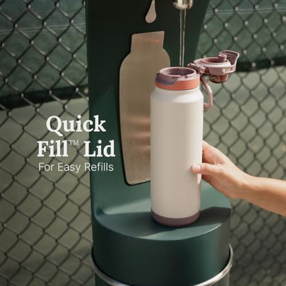 ZULU Powerfill Pro 32oz Stainless Steel Water Bottle with Quick Fill Lid, Triple Walled Vacuum Insulated Metal, Leak Proof Locking Lid, Sip and Chug, Reusable BPA Free, Ash - color: Ash, style: 32oz