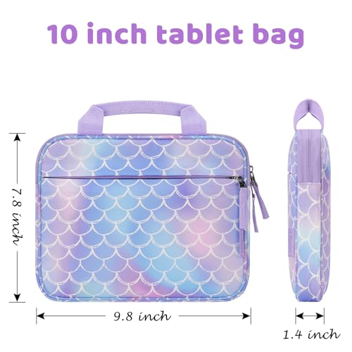 Choco Mocha Kids Tablet Sleeve Bag for Boys & Girls, (10-12.5Inch) - color: Mermaid-purple 10inch, size: 10inch(10.5 x 8.5 x 1.3)