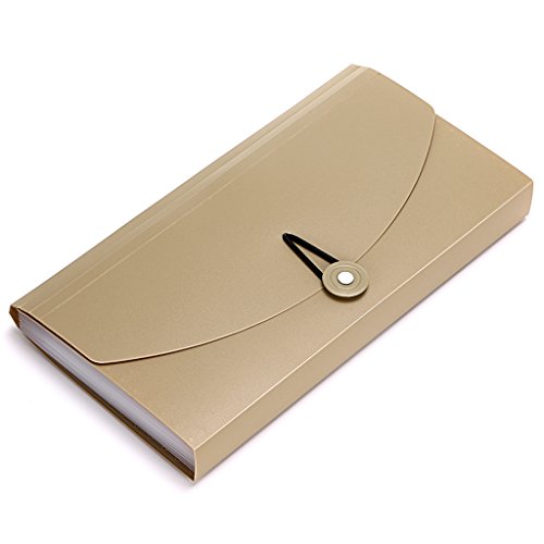 BTSKY Expanding File Folder - 13 Pockets Small Accordion Card and Ticket Holder, Document Organizer Wallet Case for Business, Check, Bill Storage, Khaki - color: Khaki