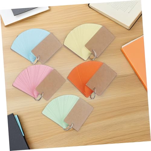 5pcs Metal Binder Ring Flash Cards for Studying Blank Index Note Cards Portable Words Memory