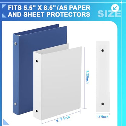 Henoyso 6 Pcs Plastic 1.5 Inch Mini 3 Ring Binders Fits 5.5" x 8.5" Paper, Holds(Capacity 280 Sheets), Flexible Three Round Rings Small White A5 Binders Bulk for School, Office Use, Photo Album Pages - color: White, size: 1.5 Inch