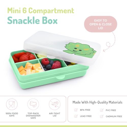 melii Snackle Box | 6-Compartment Divided Snack Container, BPA-Free Food Storage with Removable Dividers for School, Travel & On-the-Go Snacking (Dinosaur) - color: Dinosaur