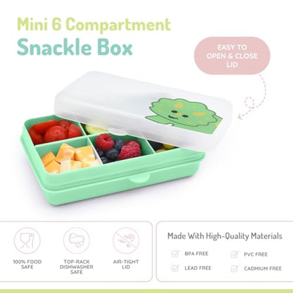 melii Snackle Box | 6-Compartment Divided Snack Container, BPA-Free Food Storage with Removable Dividers for School, Travel & On-the-Go Snacking (Dinosaur) - color: Dinosaur