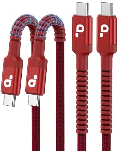 USBC to C Cable 6FT, 2 Pack USB C Cables, Type C Fast Charging Cable Nylon Braided USBC Charger Cable Compatible with iPhone 17/16/15/Pro/Plus/Pro Max/Samsung Galaxy S26 S23 and More-Red - color: Red, size: 6FT 2Pack, style: USB C to USB C